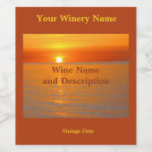 Oranje Brighton Beach Sunrise Wijn Etiket (Enkel label)