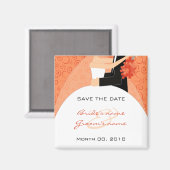 Oranje bruid en bruidegom Save the Date Magnets Magneet (Voorkant / Achterkant)