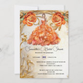 Oranje bruid om bloemige balgons pioenenbloemen te kaart (Voorkant)