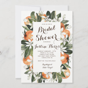 Oranje bruidsdoucheuitnodiging, Southern Bridal Kaart