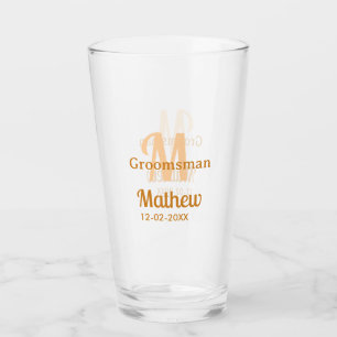 Oranje bruidsjonker naam letter datum mannelijk pa glas