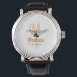 Oranje bruidsjonker naam letter datum mannelijk pa horloge<br><div class="desc">ontwerp</div>