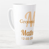 Oranje bruidsjonker naam letter datum mannelijk pa latte mok (Linkerhoek)