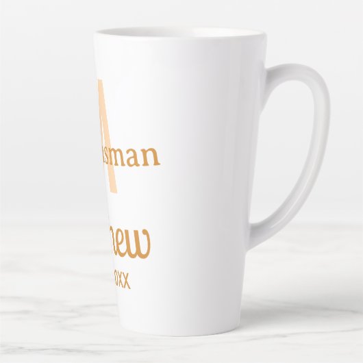 Oranje bruidsjonker naam letter datum mannelijk pa latte mok (Rechts)