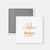 Oranje bruidsjonker naam letter datum mannelijk pa magneet (Voorkant / Achterkant)