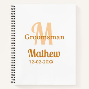 Oranje bruidsjonker naam letter datum mannelijk pa notitieboek