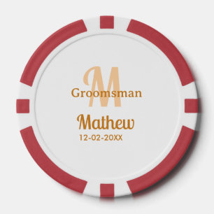 Oranje bruidsjonker naam letter datum mannelijk pa poker chips