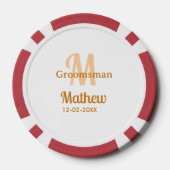 Oranje bruidsjonker naam letter datum mannelijk pa poker chips (Achterkant)