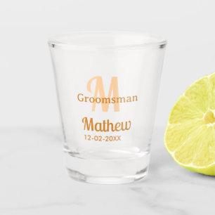 Oranje bruidsjonker naam letter datum mannelijk pa shot glas
