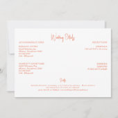 Oranje bruiloft details kaart (Voorkant)