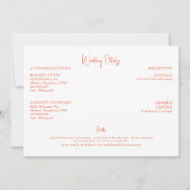 Oranje bruiloft details kaart