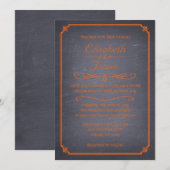 Oranje bruiloft met Chalkboard Kaart (Voorkant / Achterkant)