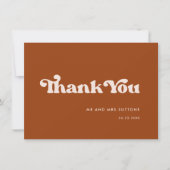 Oranje bruiloft met  retro gebrand dank je kaart (Voorkant)