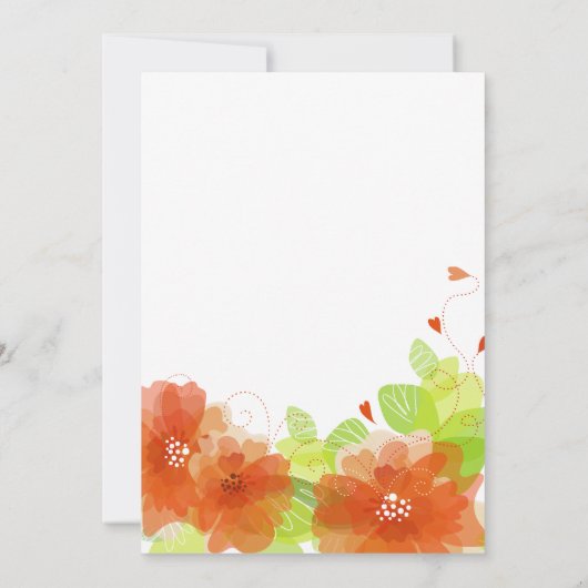 Oranje bruiloft voor bloemen kaart (Achterkant)