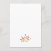 Oranje bruiloftsbingo spelkaart met bladprint informatiekaartje (Achterkant)