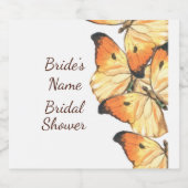 Oranje Bruiloftsfeest Monarch Vlinder Sparkling Wijnetiket (Enkel label)