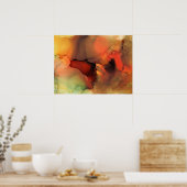 Oranje  bruin Abstract 59 afdrukken Poster (Keuken)