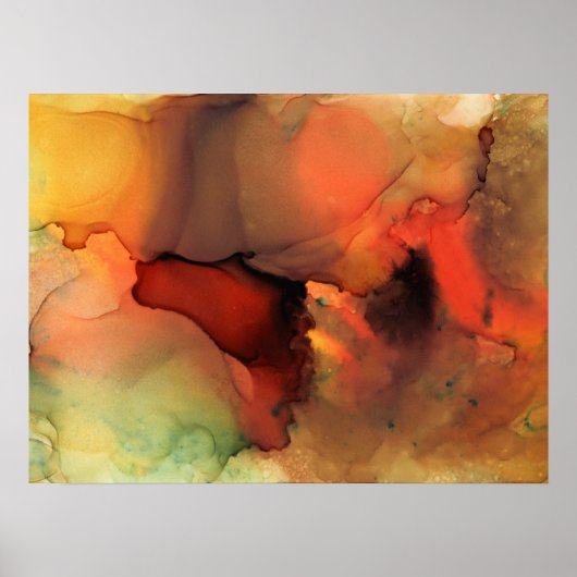 Oranje  bruin Abstract 59 afdrukken Poster (Voorkant)