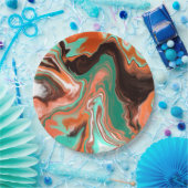 Oranje bruin Abstract kunstschildpad marmer Papieren Bordje (Feest)