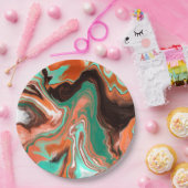 Oranje bruin Abstract kunstschildpad marmer Papieren Bordje (Feest)