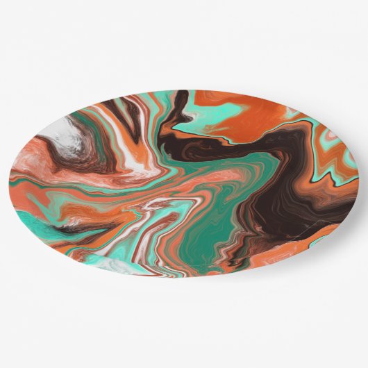 Oranje bruin Abstract kunstschildpad marmer Papieren Bordje (Gekanteld)