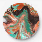 Oranje bruin Abstract kunstschildpad marmer Papieren Bordje (Voorkant)