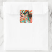 Oranje bruin Abstracte kunst modern Vierkante Sticker (Tas)
