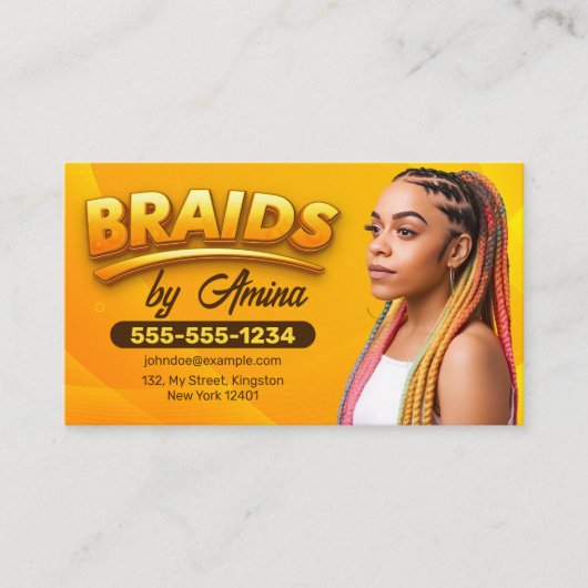 Oranje bruin Afrikaans haar vlechten vlechten salo Visitekaartje (Voorkant)