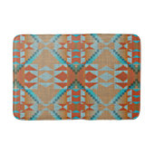 Oranje bruin aqua turquoise blauw Tribal Art Badmat (Voorkant)