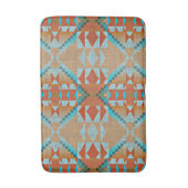 Oranje bruin aqua turquoise blauw Tribal Art Badmat (Voorkant Verticaal)