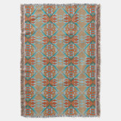 Oranje bruin aqua turquoise blauw Tribal Art Deken (Voorkant Verticaal)