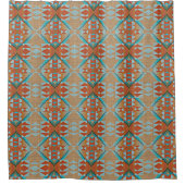 Oranje bruin aqua turquoise blauw Tribal Art Douchegordijn (Voorkant)