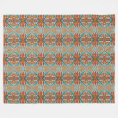 Oranje bruin aqua turquoise blauw Tribal Art Fleece Deken (Voorkant (Horizontaal))