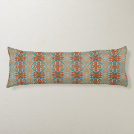 Oranje bruin aqua turquoise blauw Tribal Art Lichaamskussen