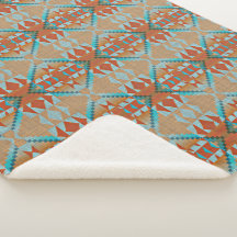 Oranje bruin aqua turquoise blauw Tribal Art