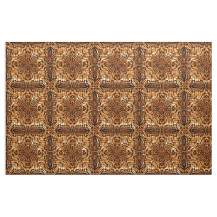 Oranje Bruin Bali Batik Style Paisley Pattern Stof