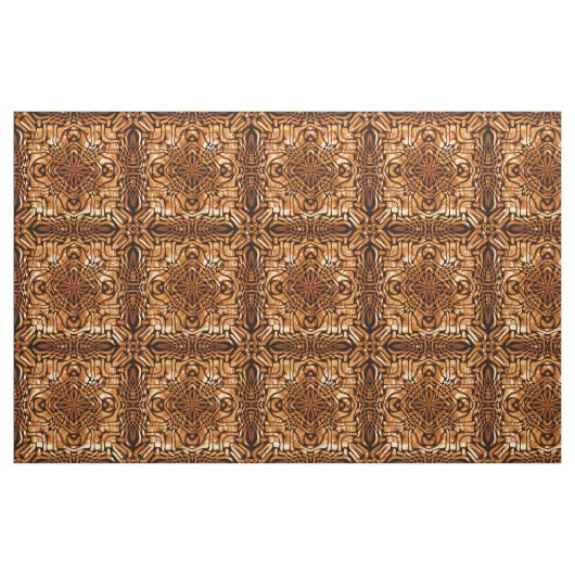 Oranje Bruin Bali Batik Style Paisley Pattern Stof (Fat Quarter)