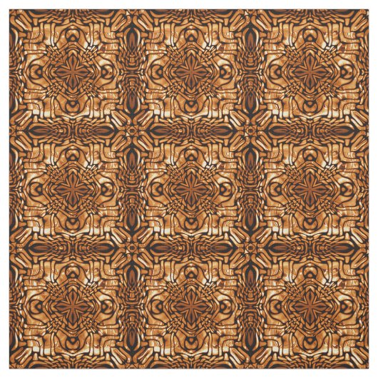 Oranje Bruin Bali Batik Style Paisley Pattern Stof (Swatch)