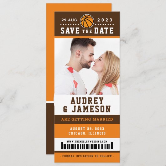 Oranje bruin Basketball bespaart de datum waarop h Kaart (Voorkant / Achterkant)