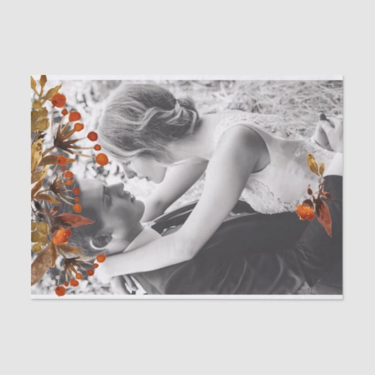 Oranje Bruin Bladerdek Overlay Voeg Uw Eigen Foto  Tissuepapier (Voorkant)