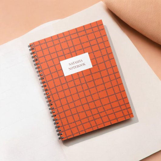Oranje Bruin Check Patroon Notitieboek Stationery