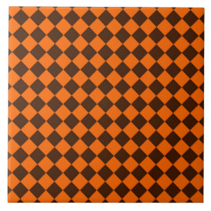 Oranje Bruin Diamant Schachbrett Motief Tegeltje