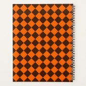 Oranje Bruin Diamant Schachbrett Patroon Planner (Achterkant)