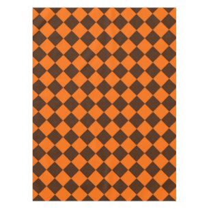 Oranje Bruin Diamant Schachbrett Patroon Tafelkleed