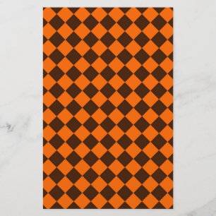 Oranje Bruin Diamant Schachermotief Patroon Briefpapier