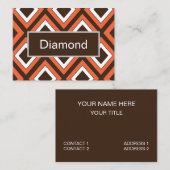Oranje bruin diamanten geometrisch patroon visitekaartje (Voorkant / Achterkant)