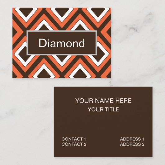 Oranje bruin diamanten geometrisch patroon visitekaartje (Voorkant / Achterkant)