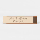 Oranje bruin hoofdartikel bureau naambordje (Voorkant)