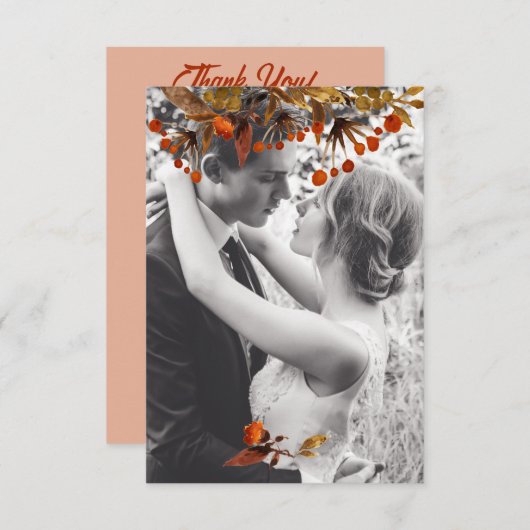 Oranje Bruin Loof Overlay Voeg Uw Eigen Foto Toe Bedankkaart (Voorkant / Achterkant)