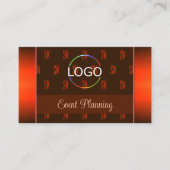 Oranje bruin met Logo foto- en monogram-patroon Visitekaartje (Voorkant)